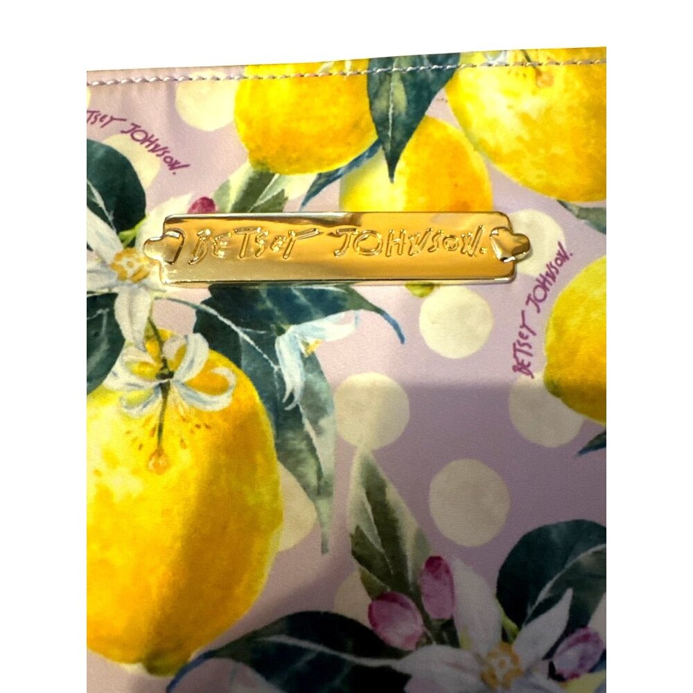 Betsey Johnson Lemon Print Tote Bag Insulated With Top Zipper & Dual Handles - Picture 2 of 9